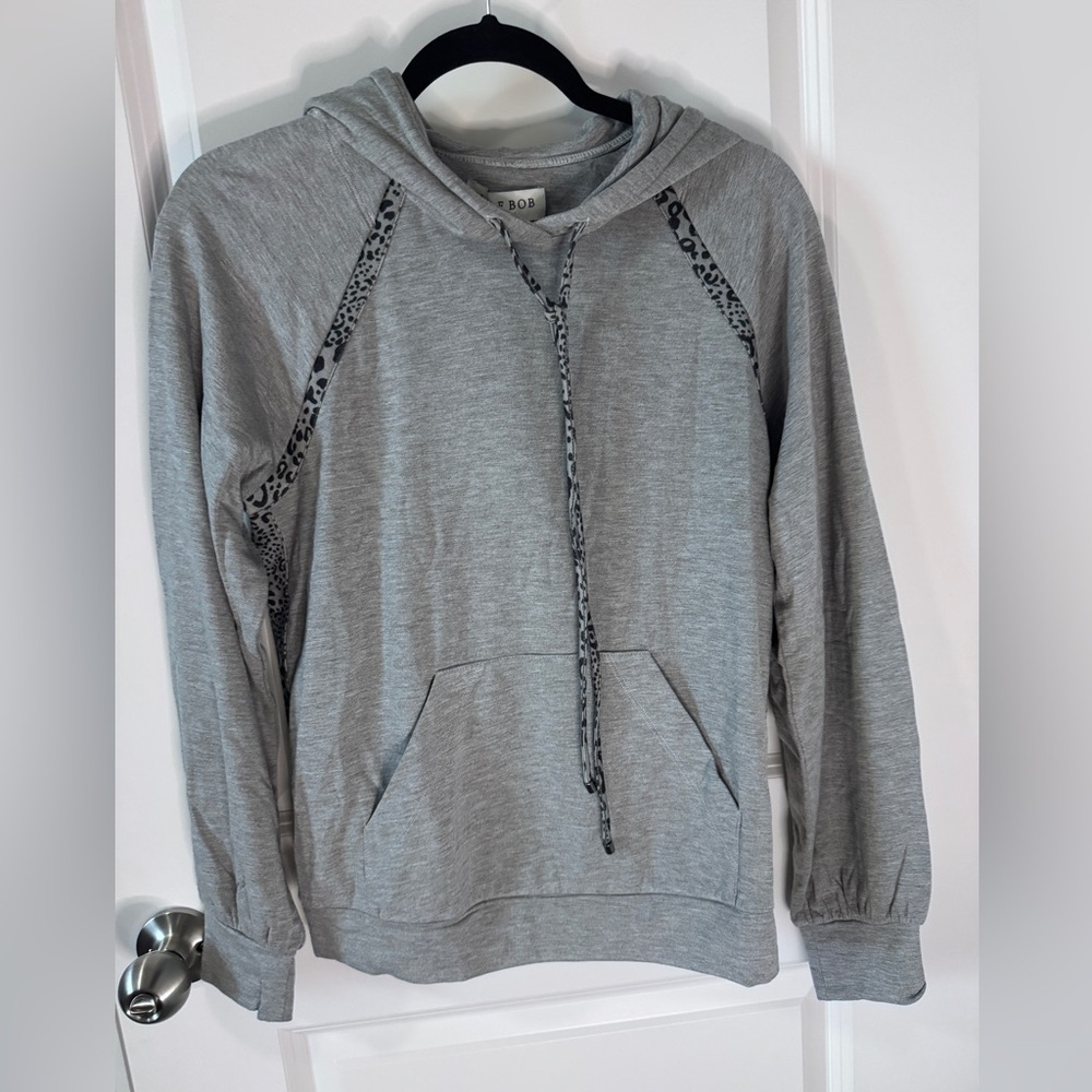 NWT-Hale Bob Gray Hoodie with Patterned Accents-Size Medium